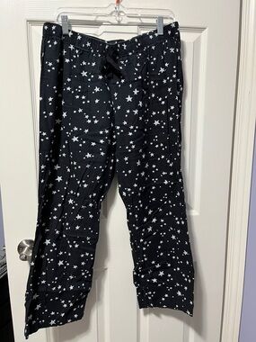 Women's Cotton Pyjama Pants Light Flannel Navy Blue Stars Astronomy Geek
